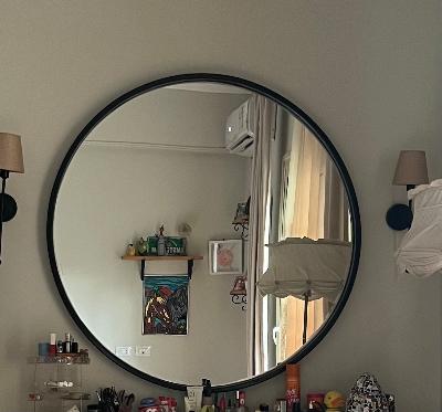 Large Round Black Frame Mirror