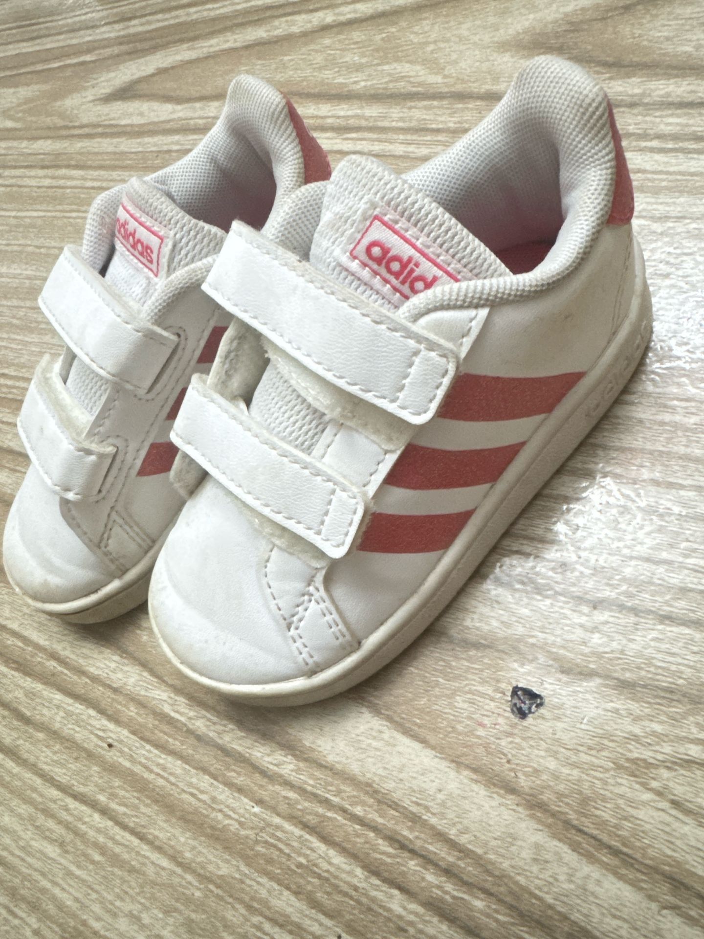 Adidas White Pink Velcro Sneakers