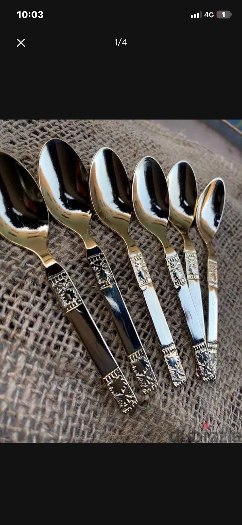 طقم ملاعق شاي صغيره مطلي ذهب