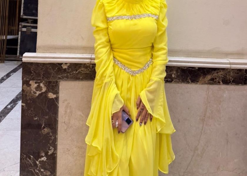 Yellow Formal Dress with Beading
