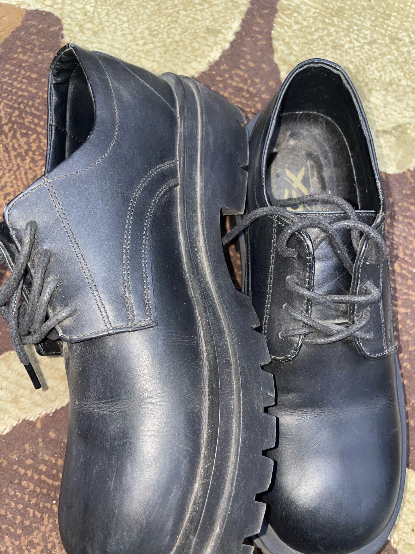 Black Leather Chunky Shoes