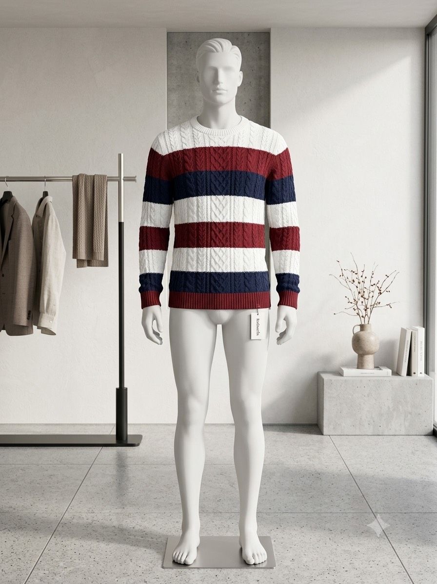 Striped Cable Knit Sweater