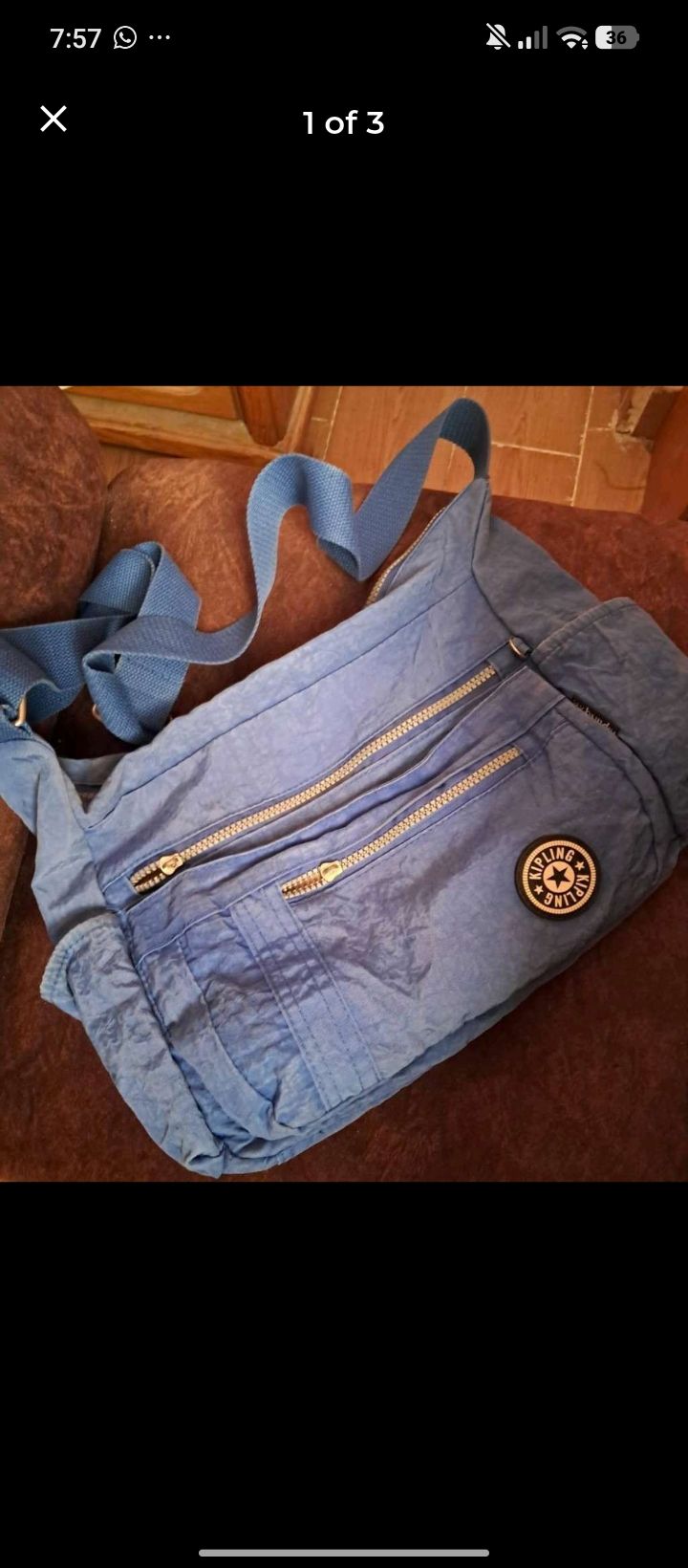 Blue Nylon Shoulder Bag