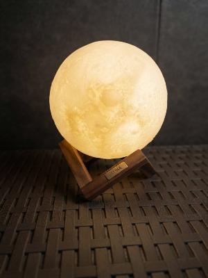 Luna Moon Lamp with Wood Base