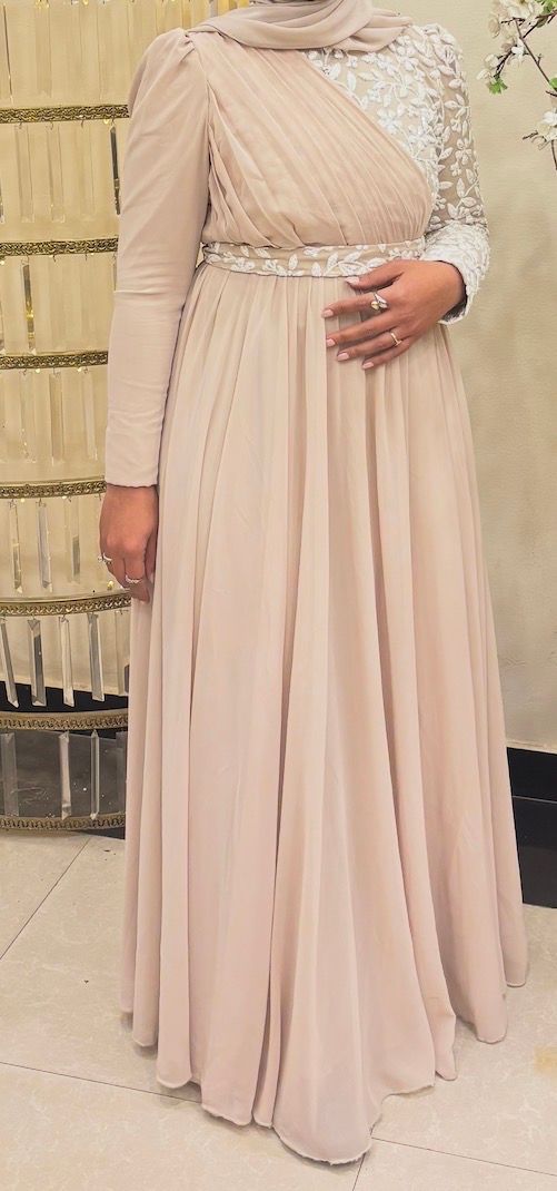 Beige Embroidered Dress