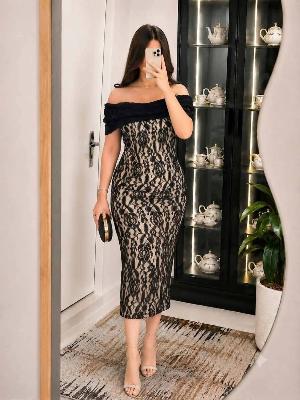 Black Lace Off-Shoulder Dress