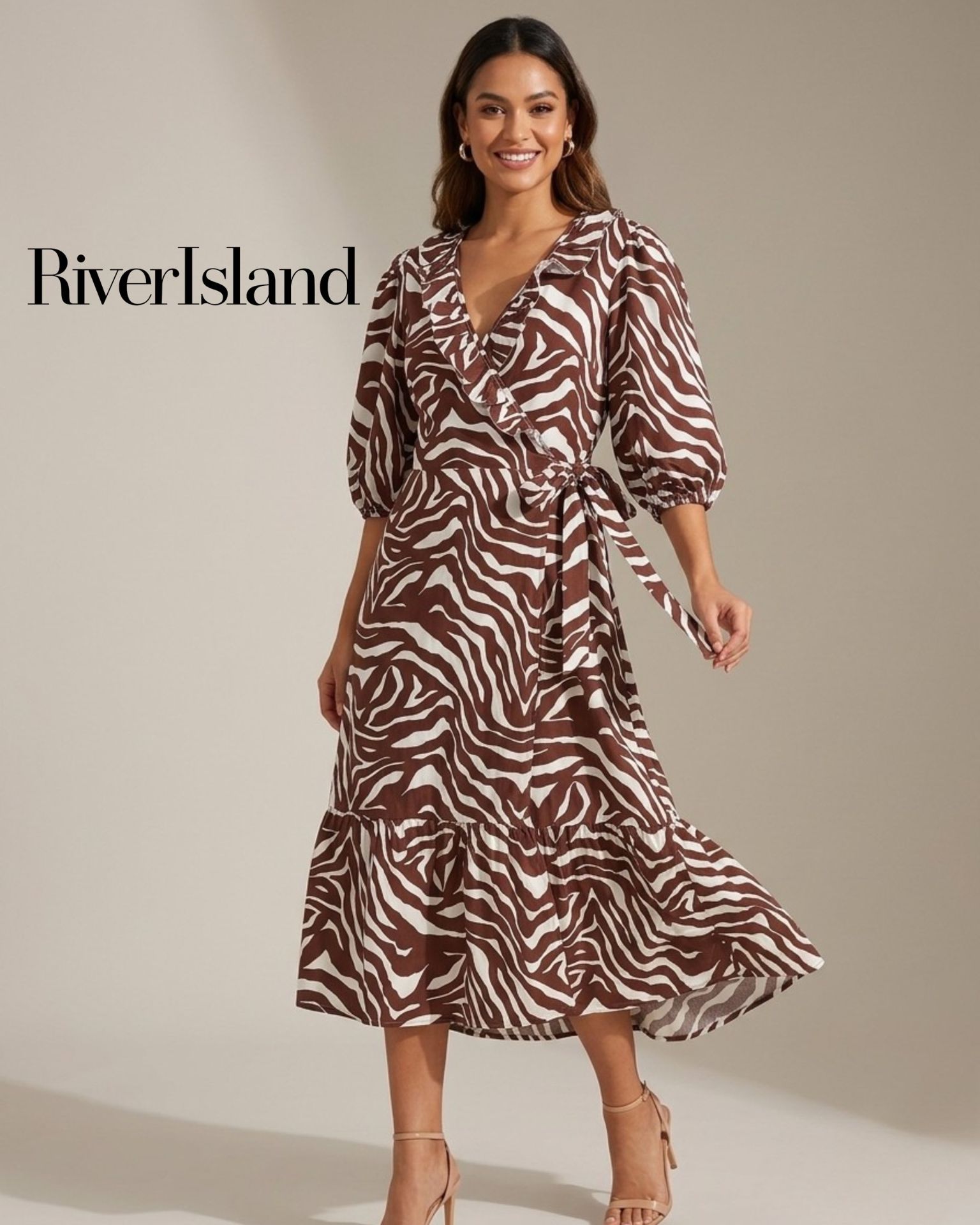 River Island Zebra Print Wrap Dress