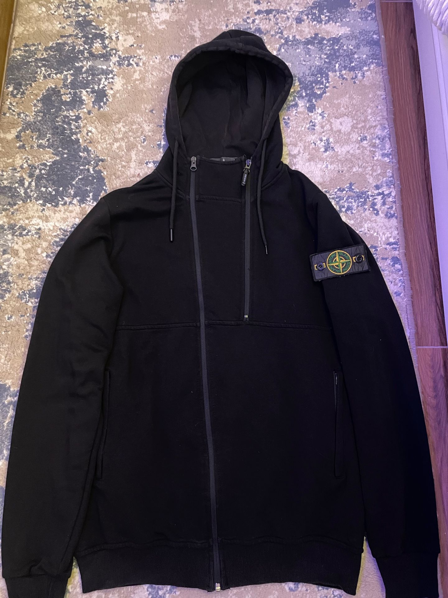 stone island Black Zip Hoodie