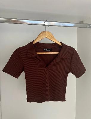 Top Girl Brown Ribbed Top L
