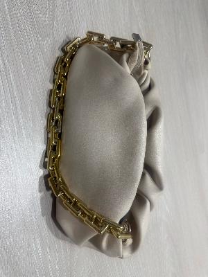 White Leather Bag Gold Chain