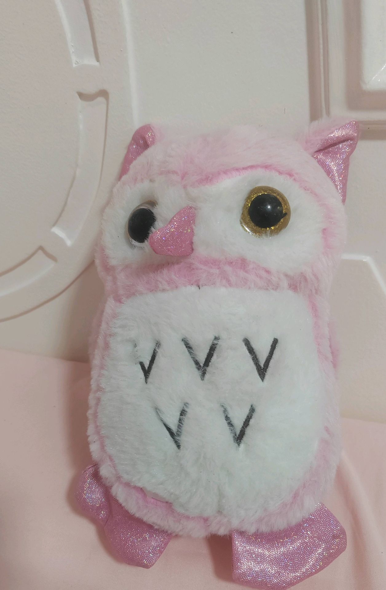 Pink & White Plush Owl Toy