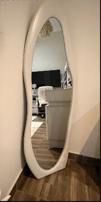 White oval standing mirror