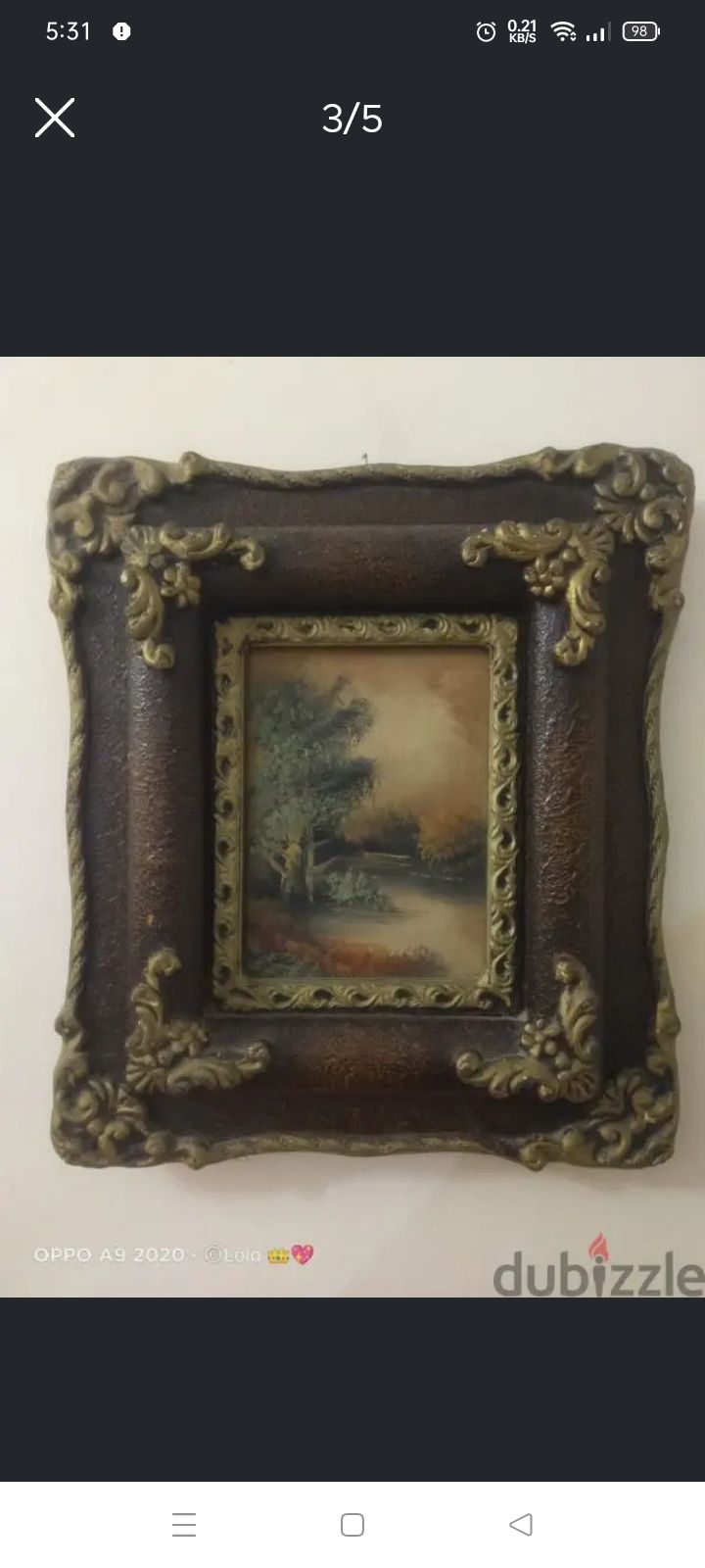 Framed landscape painting
