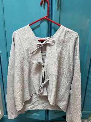 Cream Tie-Front Top