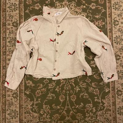 Embroidered Blouse with Puffed Sleeves