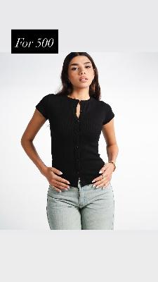 Black Button-Up Top