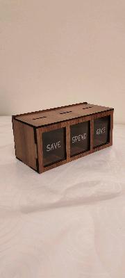 save, spend, give money bank