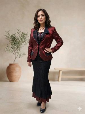 Burgundy Velvet Blazer