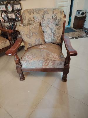 Wooden Armchair Floral Upholstery