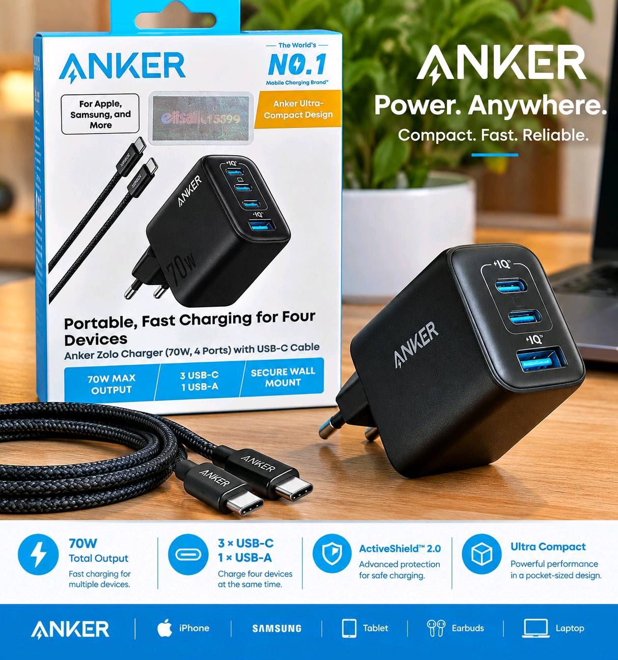 Anker Zolo 70W 4-Port Charger