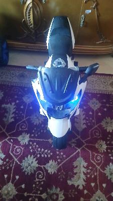 Blue & White Ride-On Toy Motorcycle