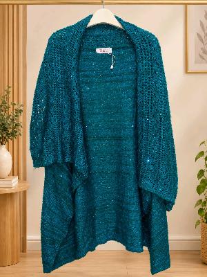 Teal Open Knit Cardigan