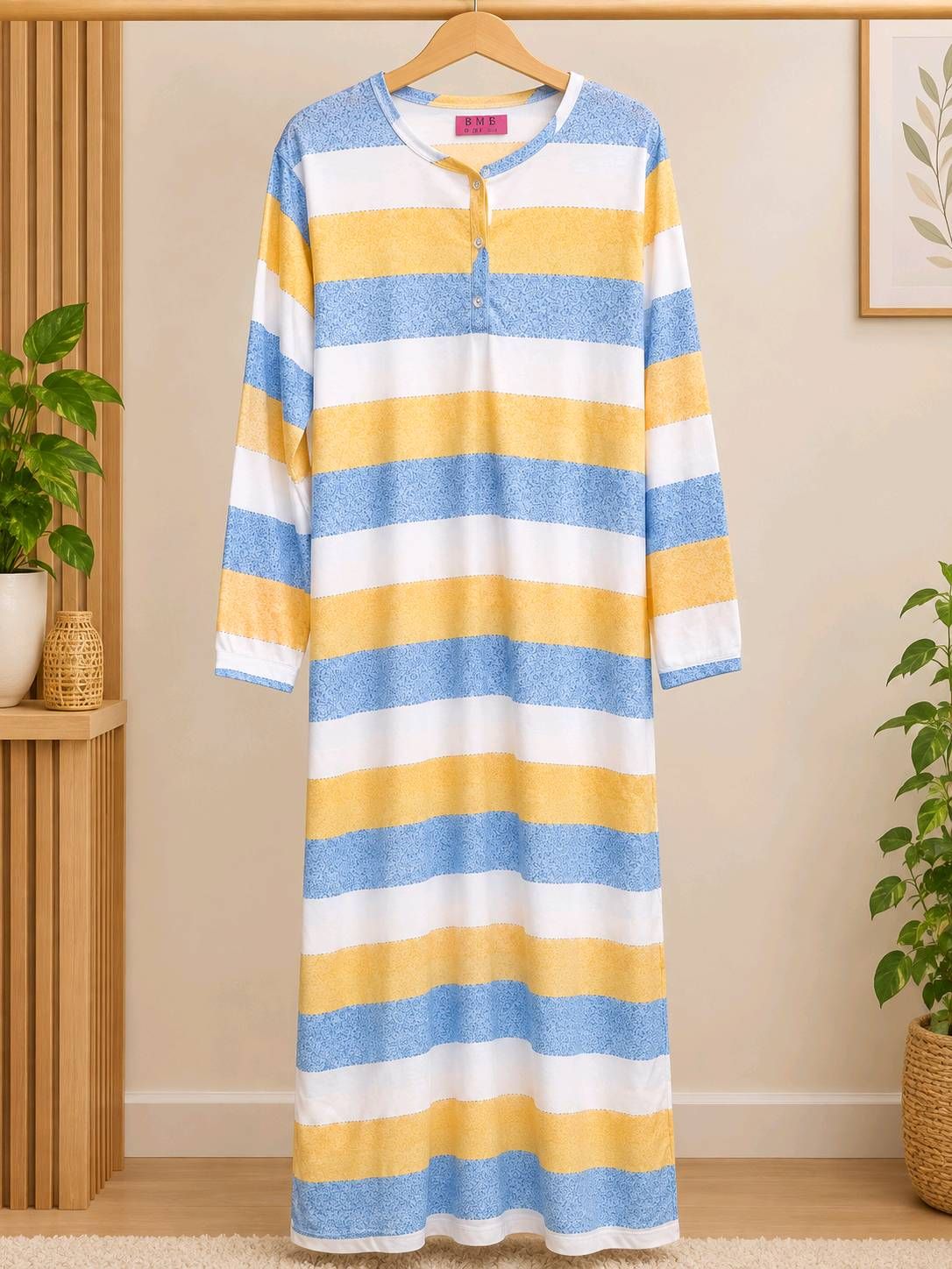 Striped Henley Nightgown
