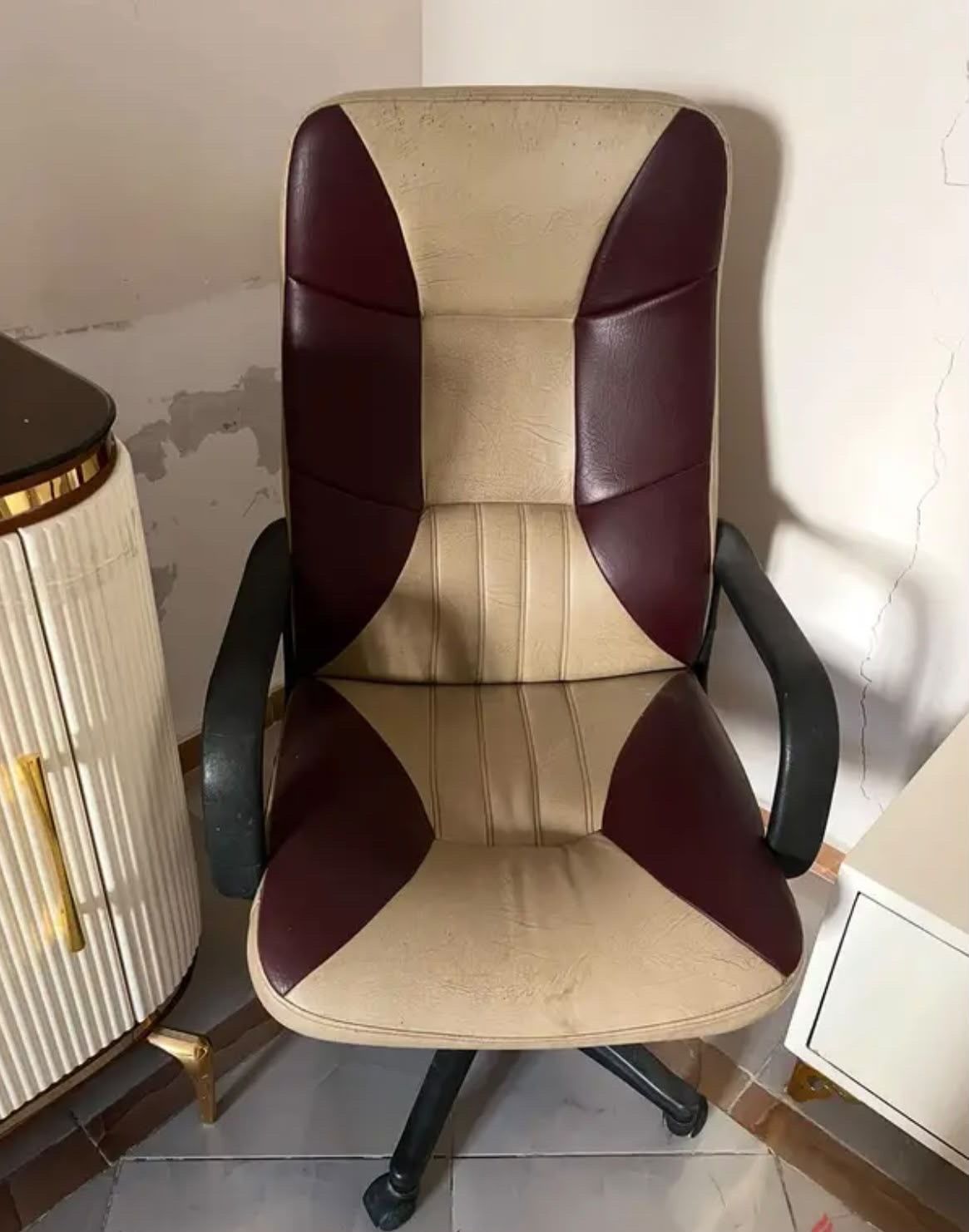 Office Chair Burgundy Cream