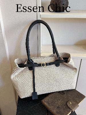 Cream & Black Tote Bag