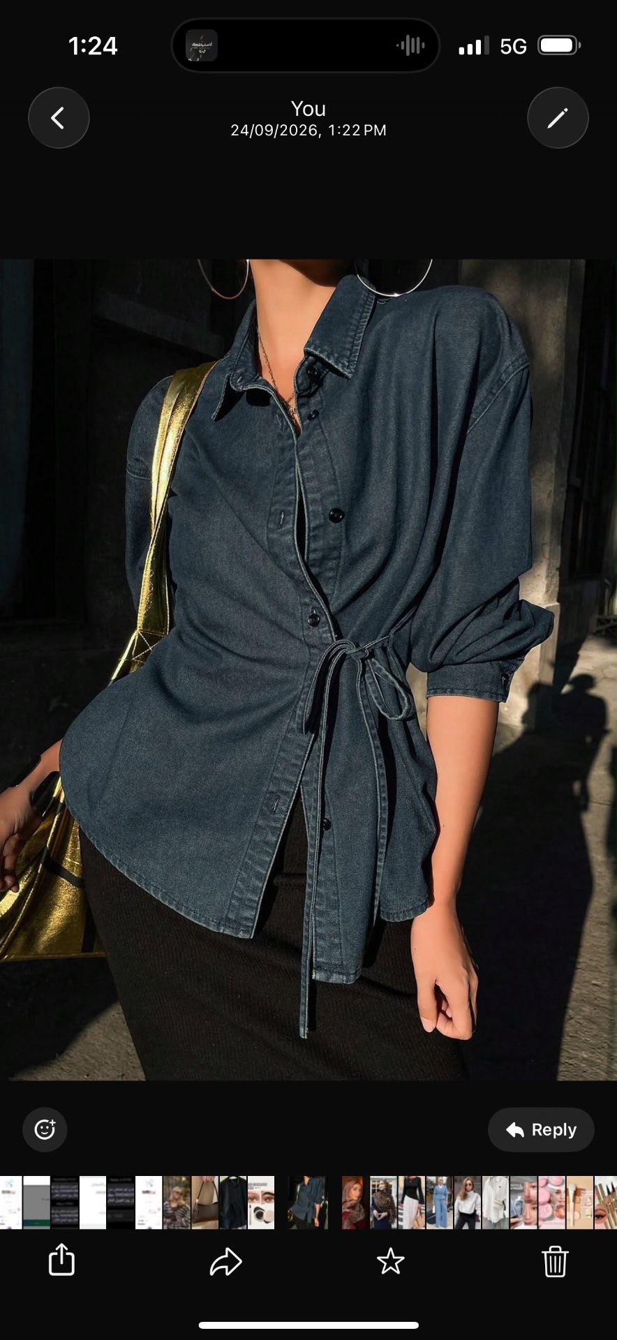 Denim Shirt with Waist Tie