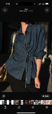 Denim Shirt with Waist Tie
