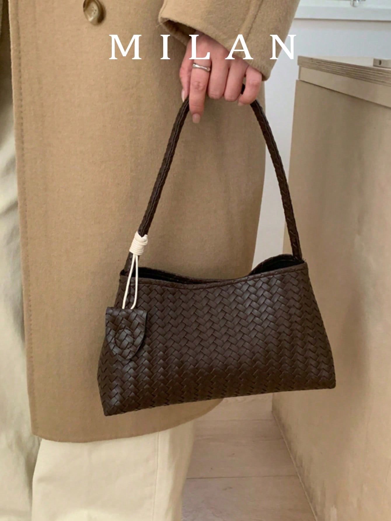 Brown Woven Shoulder Bag