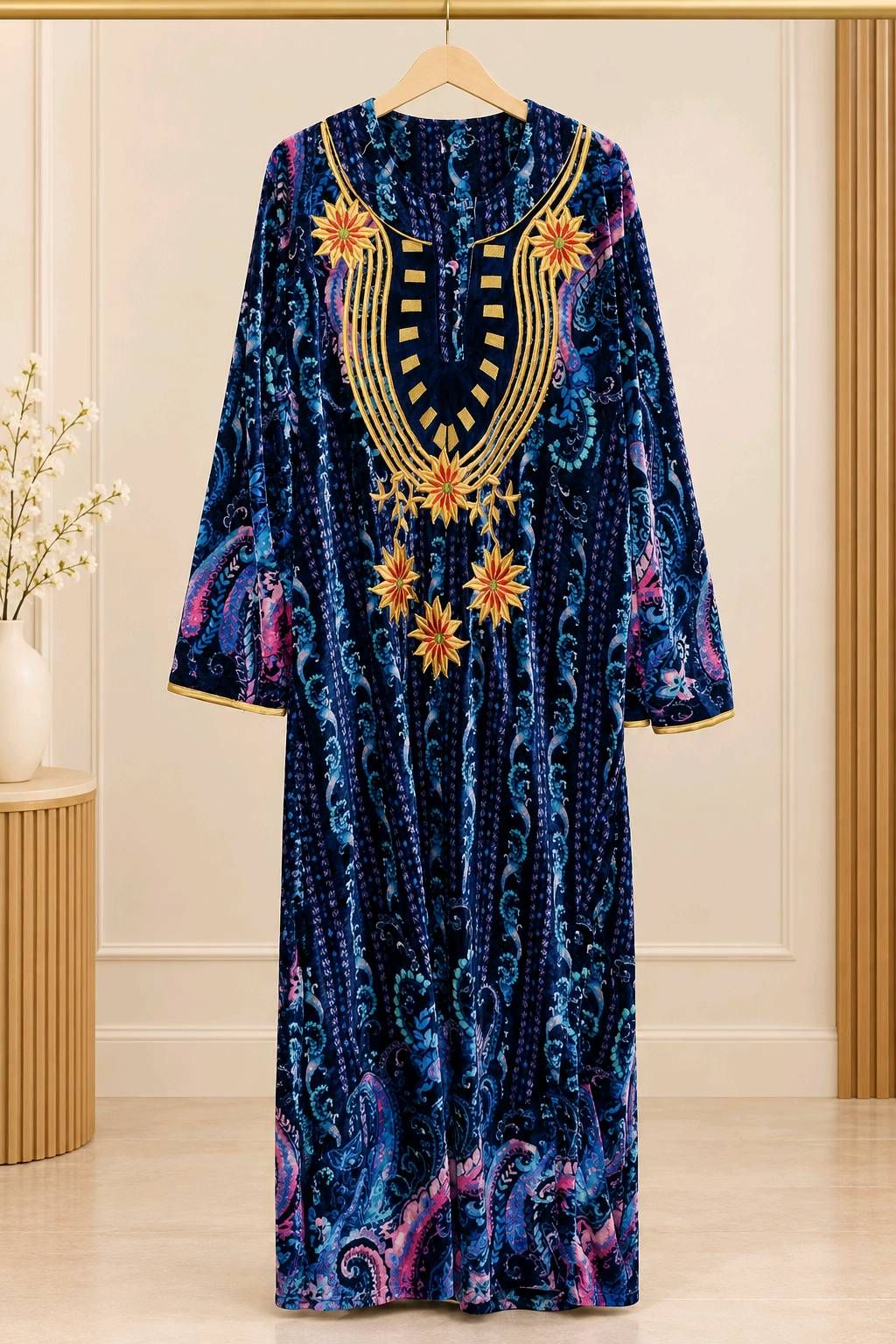 Embroidered Velvet Abaya
