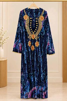 Embroidered Velvet Abaya