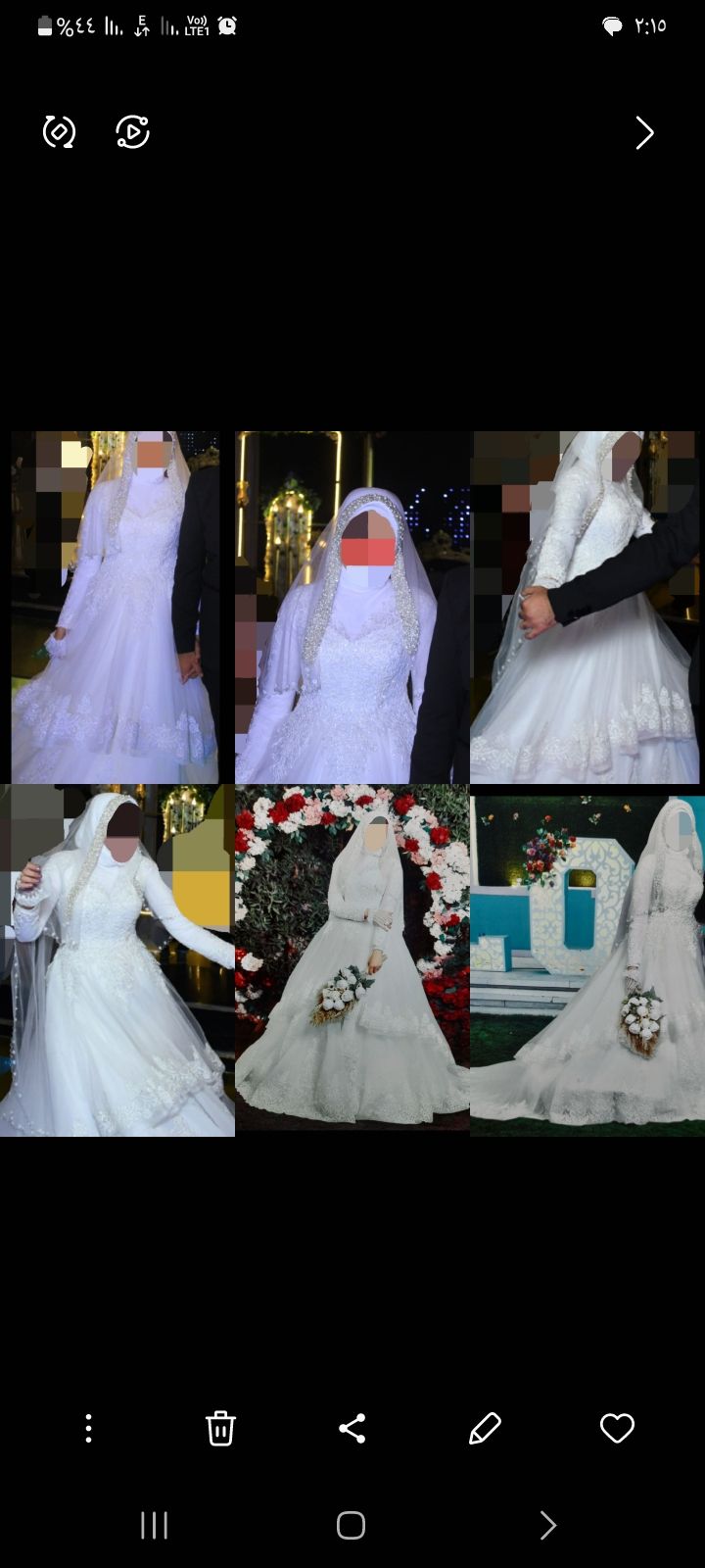 فستان زفاف أبيض بتصميم كلاسيكي