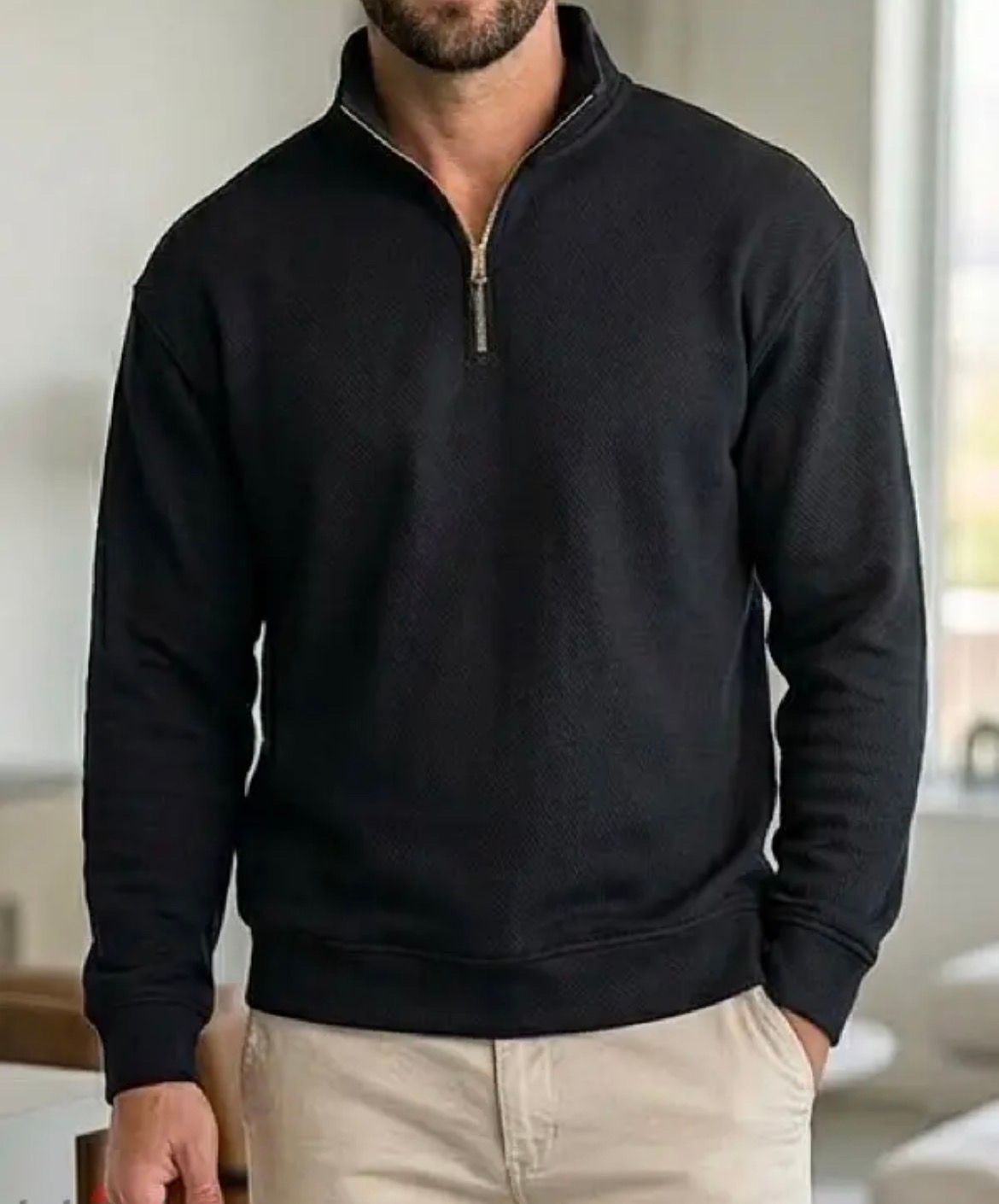 Black Quarter-Zip Pullover