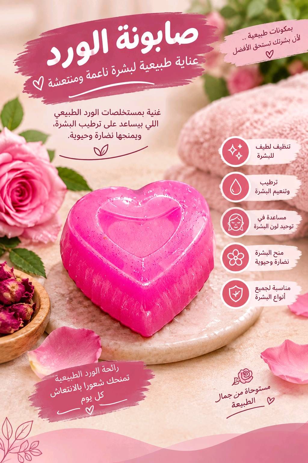 صابونة الورد الطبيعية