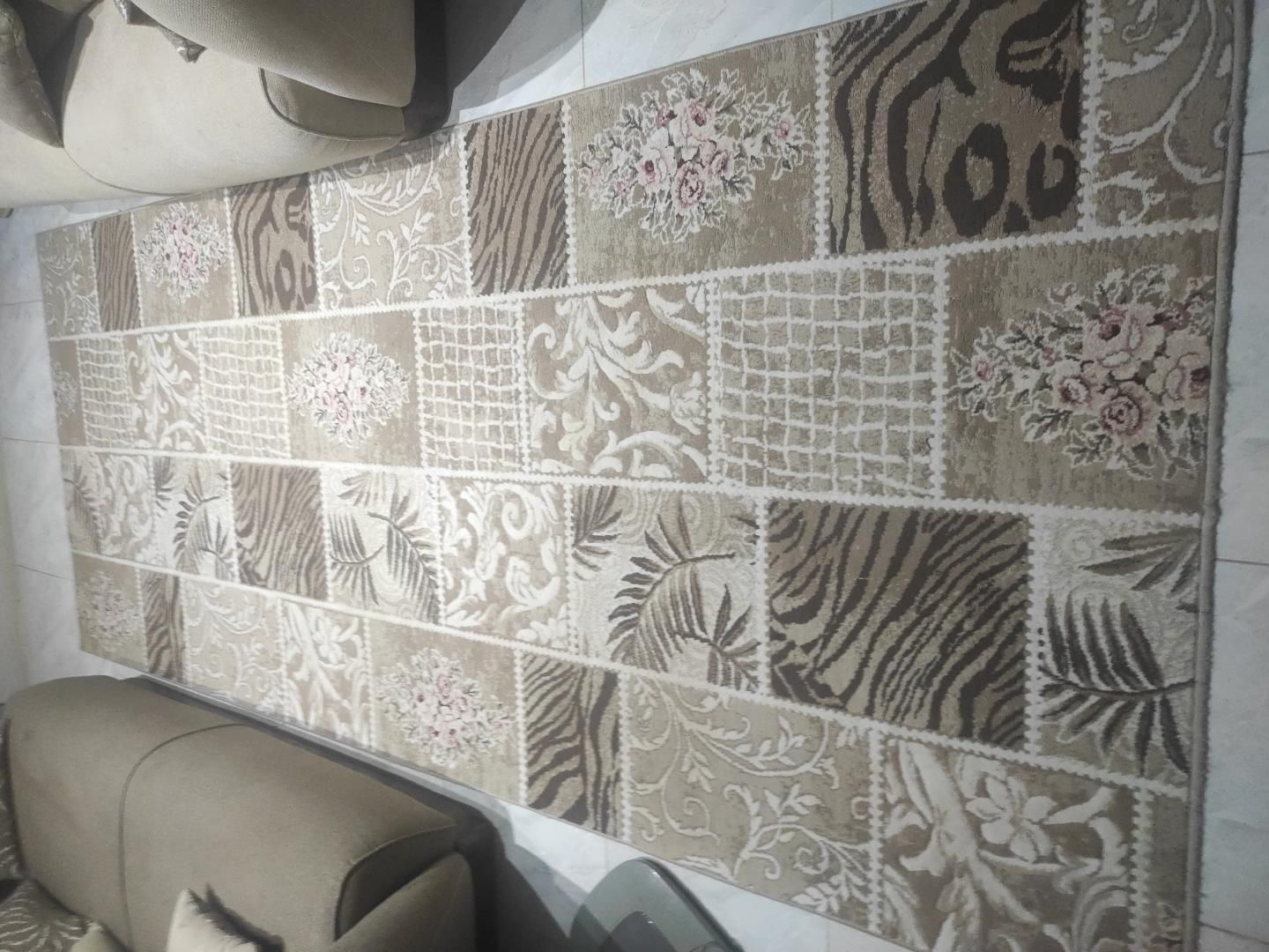 Patchwork Area Rug Beige Multi