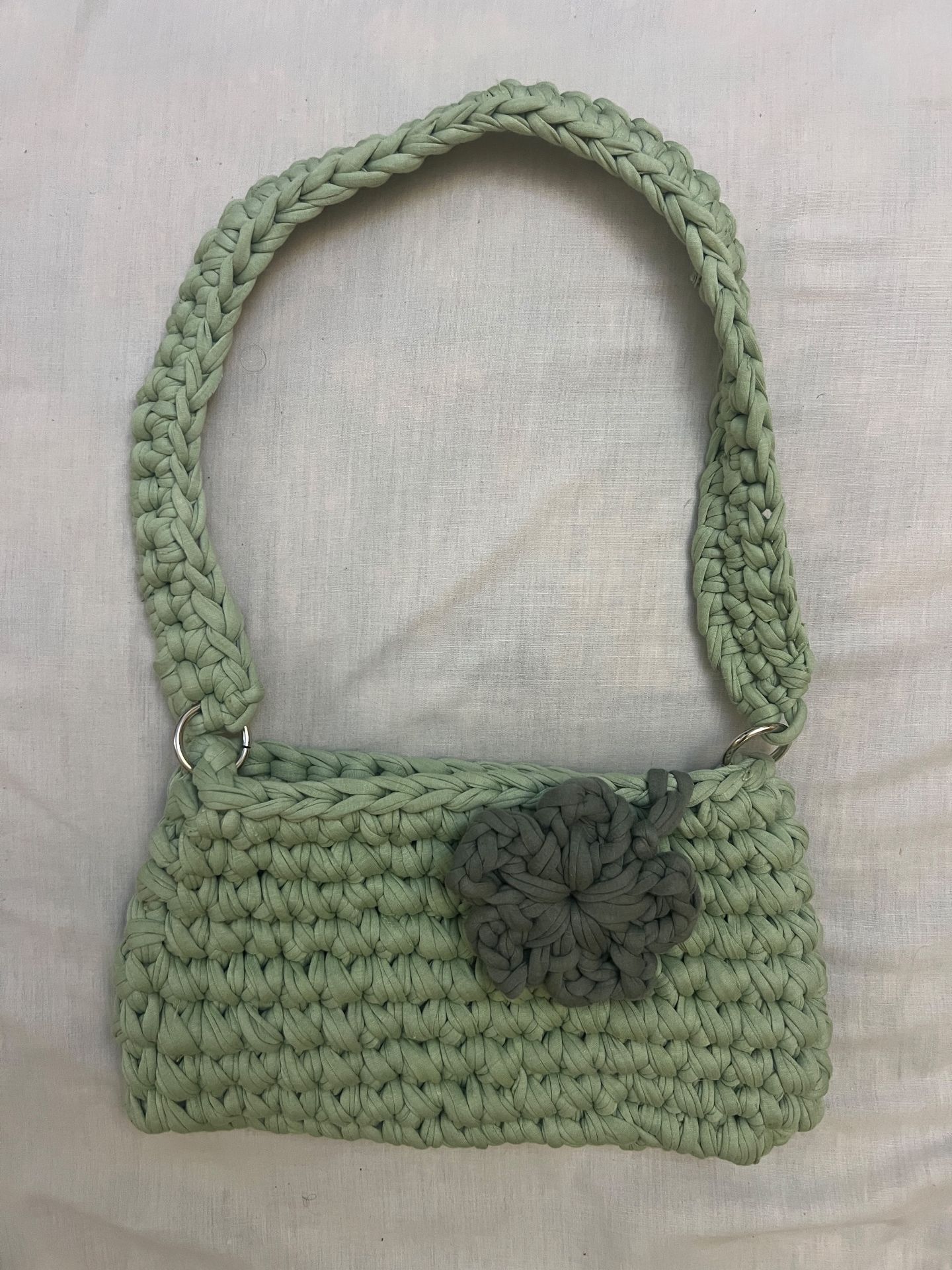 Green crochet shoulder bag