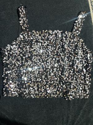 Sequin Crop Top Black/silver