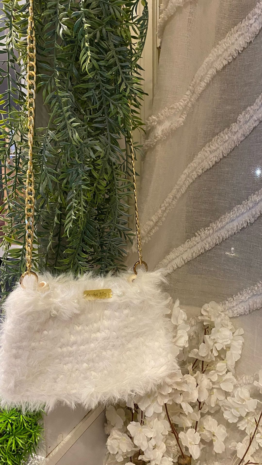 White Fuzzy Shoulder Bag