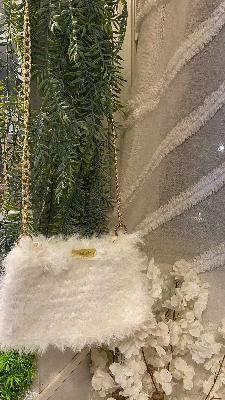 White Fuzzy Shoulder Bag