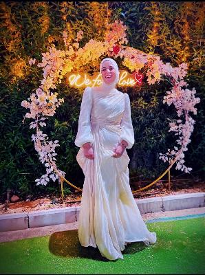 White Hijab Evening Dress