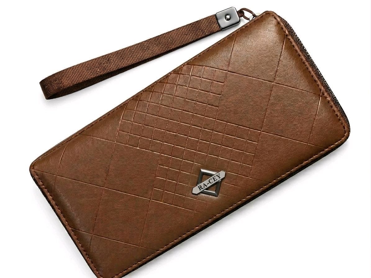 Brown Leather Wristlet Bag