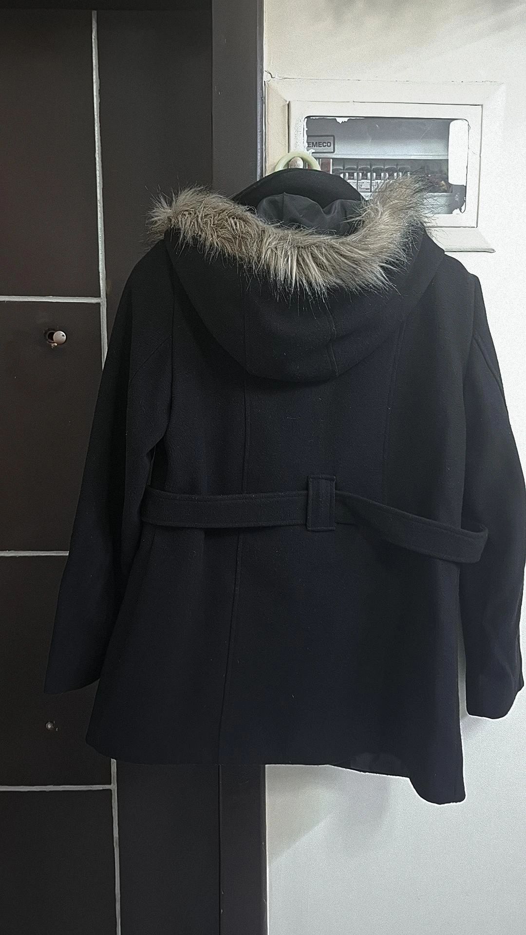 Black Winter Coat Faux Fur Hood