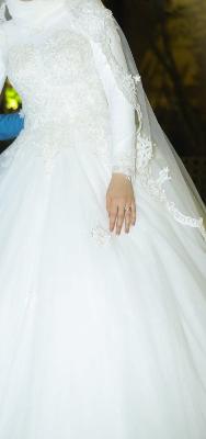 White beaded wedding dress