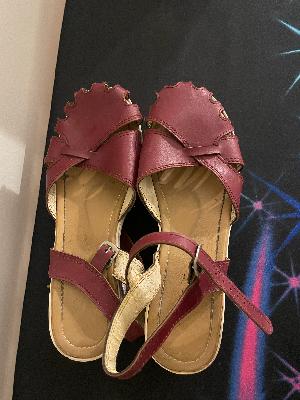 Burgundy Platform Sandals