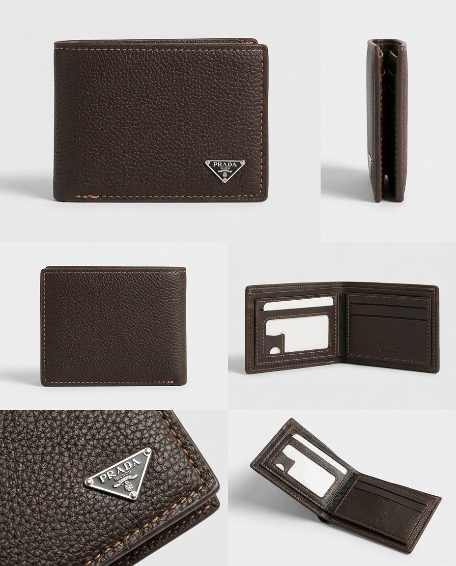 محفظة جلدية بنية PRADA