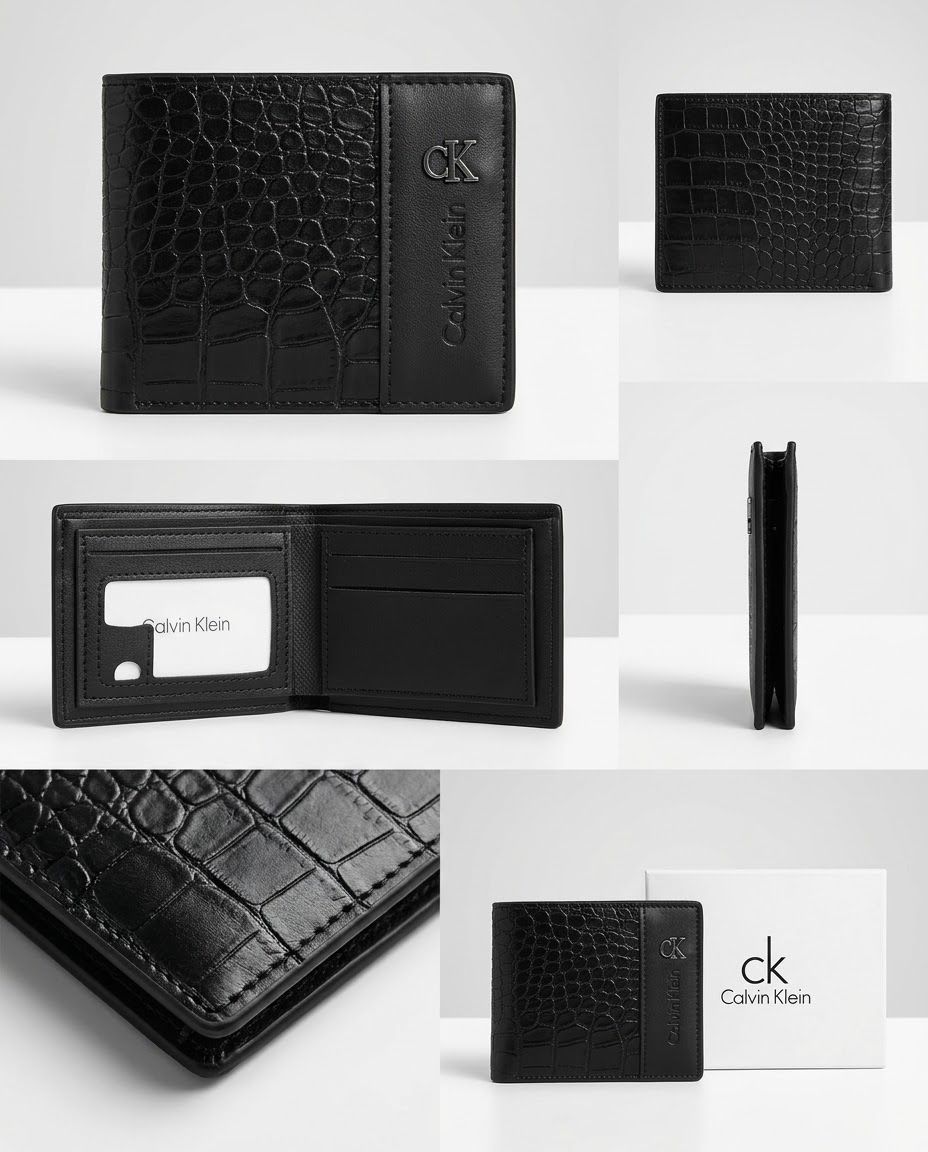Calvin Klein محفظة جلد أسود