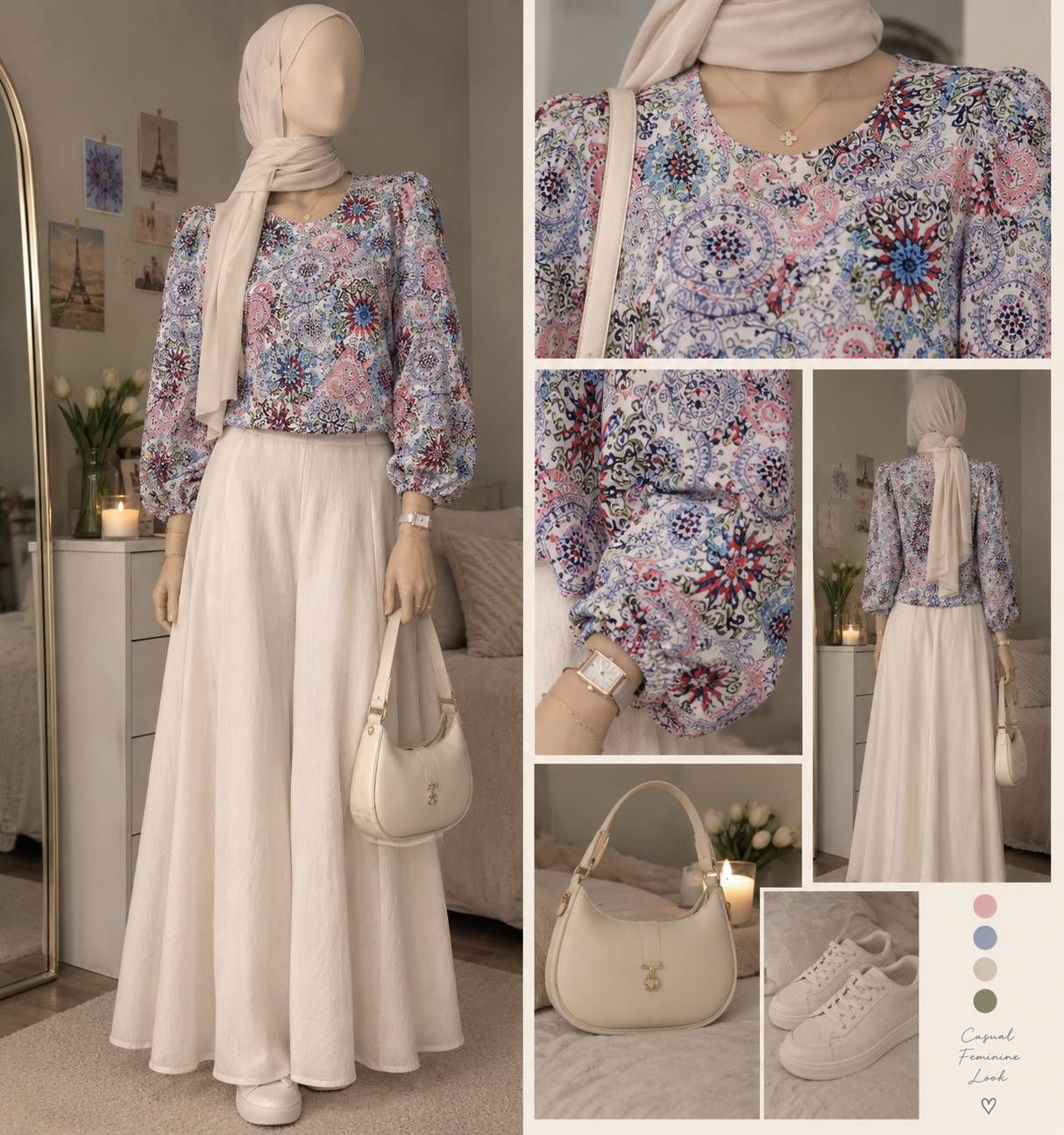 Floral Blouse with Lace
